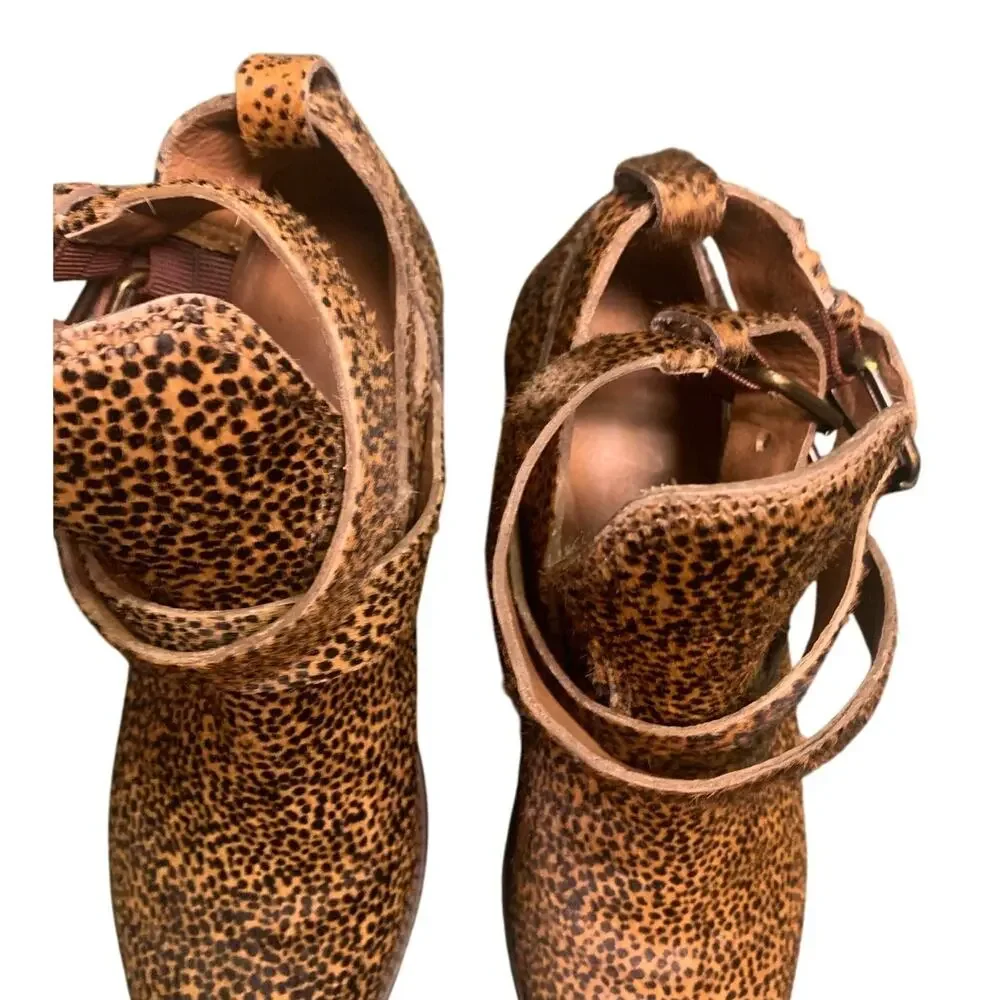 Matisse Raider Cowhair‎ leopard print strap & buckle ankle boots 7.5